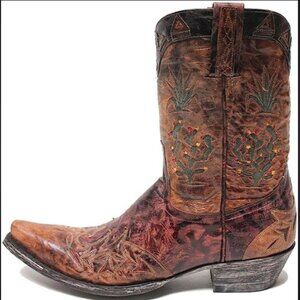 Old Gringo Aztec Cactus Inlayed Leather Boots 7.5